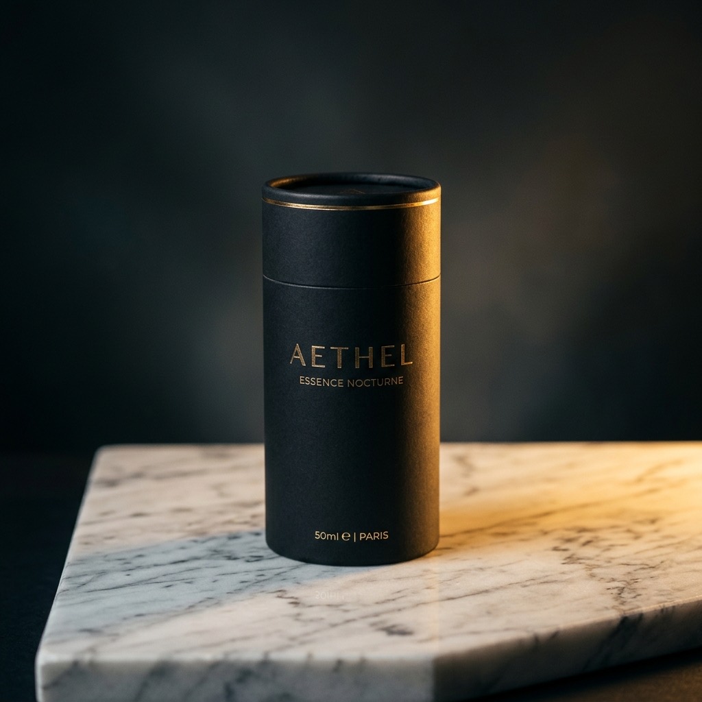 Premium cylinder packaging on marble